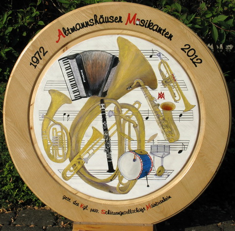 Schützenscheibe der Altmannshäuser Musikanten für die Schützengesellschaft Mainbernheim